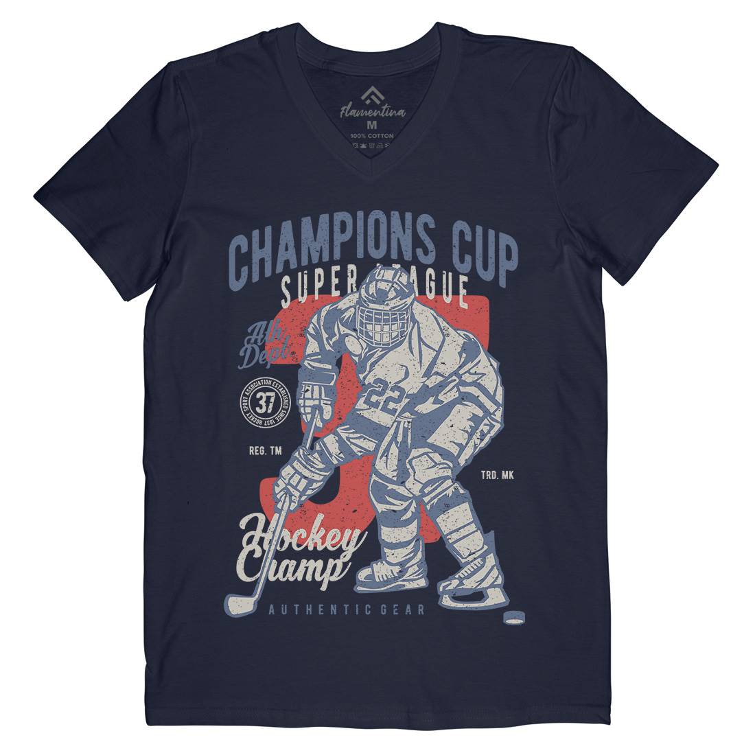 Champions Cup Hockey Mens Organic V-Neck T-Shirt Sport A634