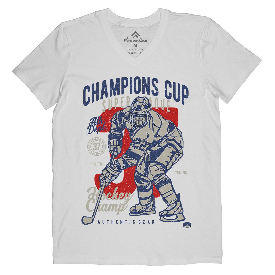 Champions Cup Hockey Mens Organic V-Neck T-Shirt Sport A634