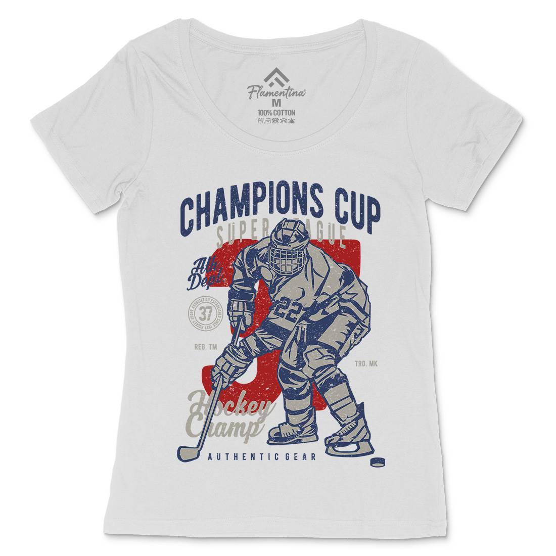 Champions Cup Hockey Womens Scoop Neck T-Shirt Sport A634