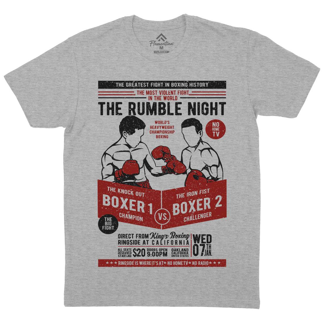 Classic Boxing Mens Organic Crew Neck T-Shirt Sport A635