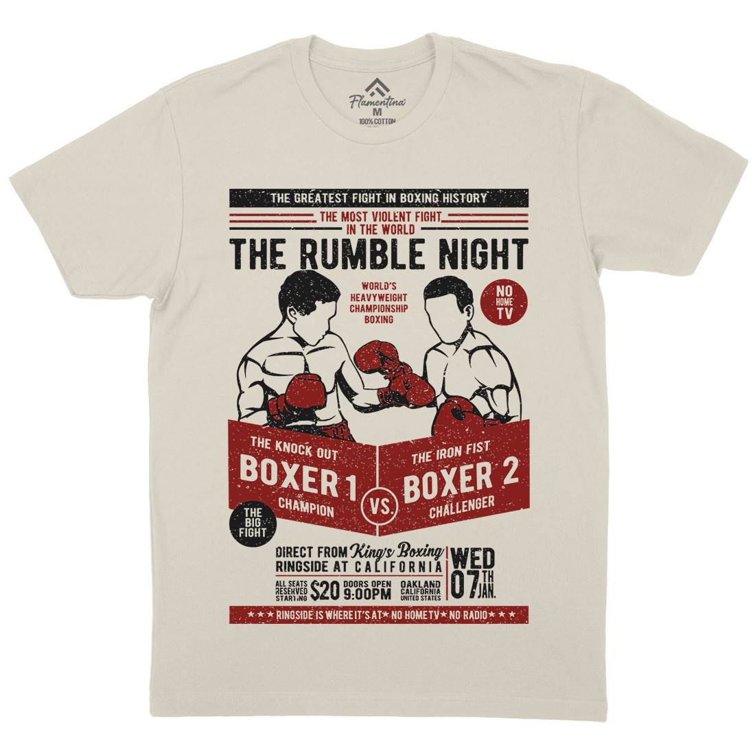 Classic Boxing Mens Organic Crew Neck T-Shirt Sport A635