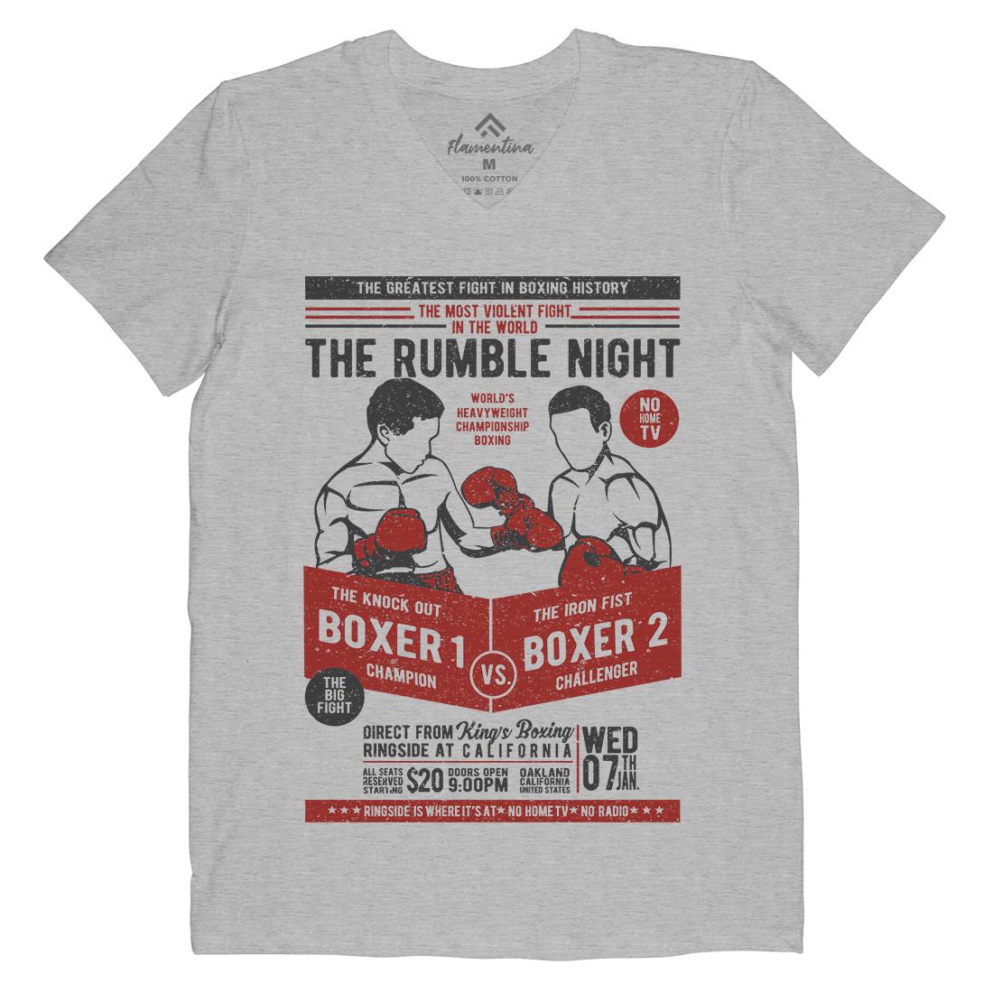 Classic Boxing Mens Organic V-Neck T-Shirt Sport A635