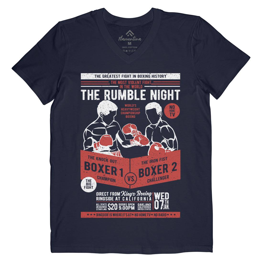 Classic Boxing Mens Organic V-Neck T-Shirt Sport A635