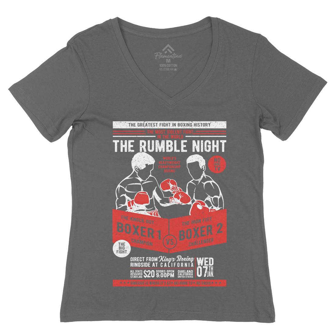Classic Boxing Womens Organic V-Neck T-Shirt Sport A635