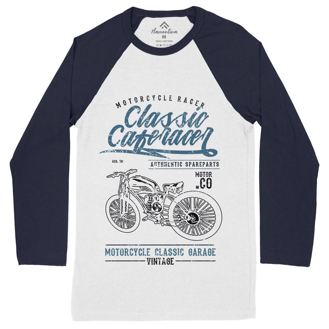 Classic Caferacer Mens Long Sleeve Baseball T-Shirt Motorcycles A636