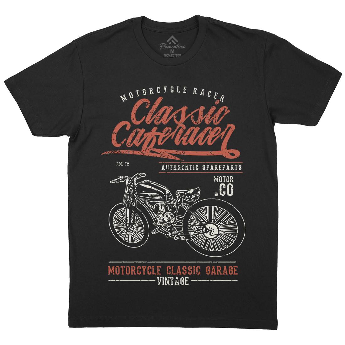 Classic Caferacer Mens Organic Crew Neck T-Shirt Motorcycles A636