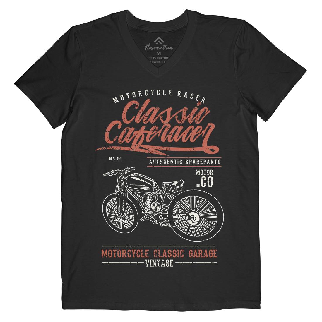 Classic Caferacer Mens Organic V-Neck T-Shirt Motorcycles A636