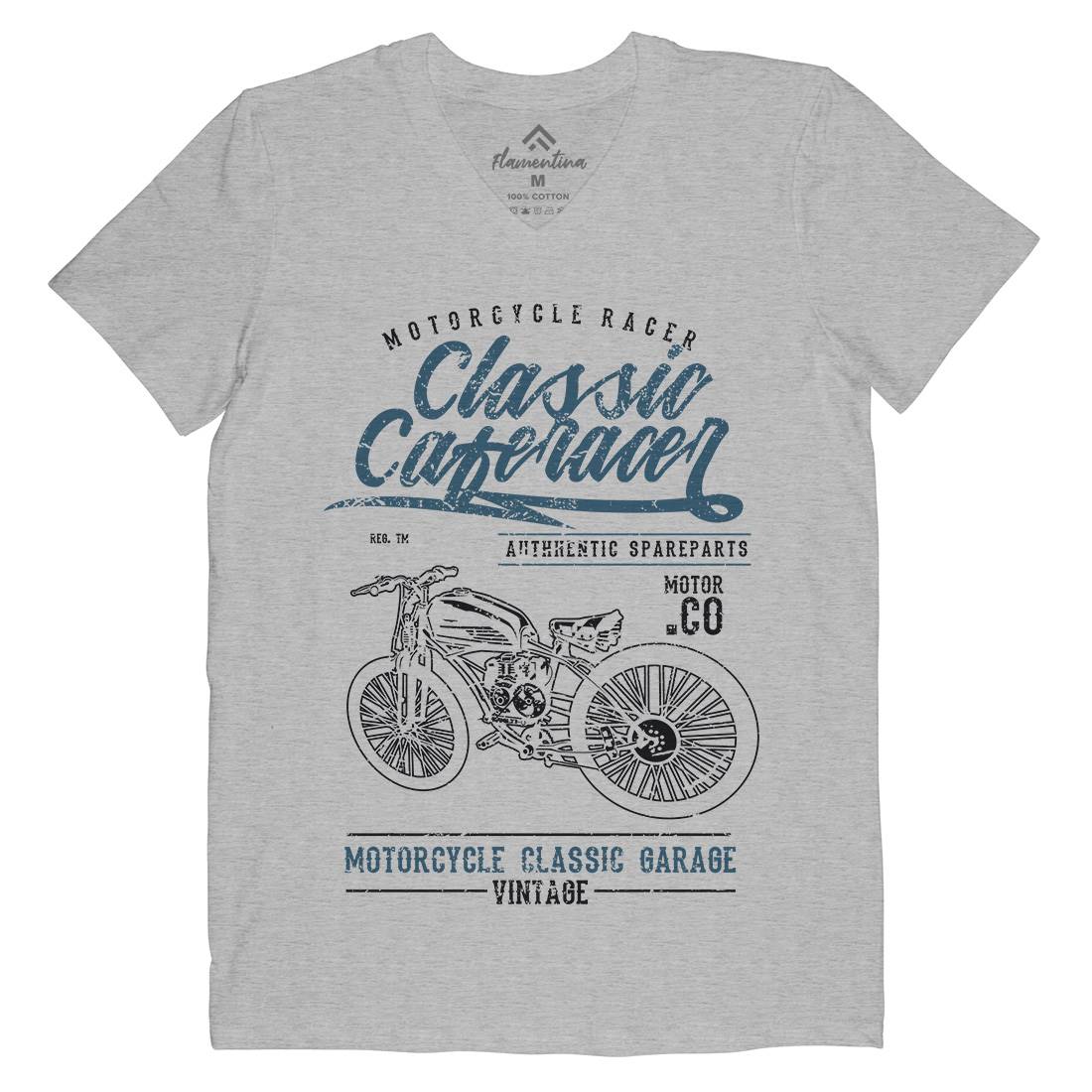 Classic Caferacer Mens V-Neck T-Shirt Motorcycles A636