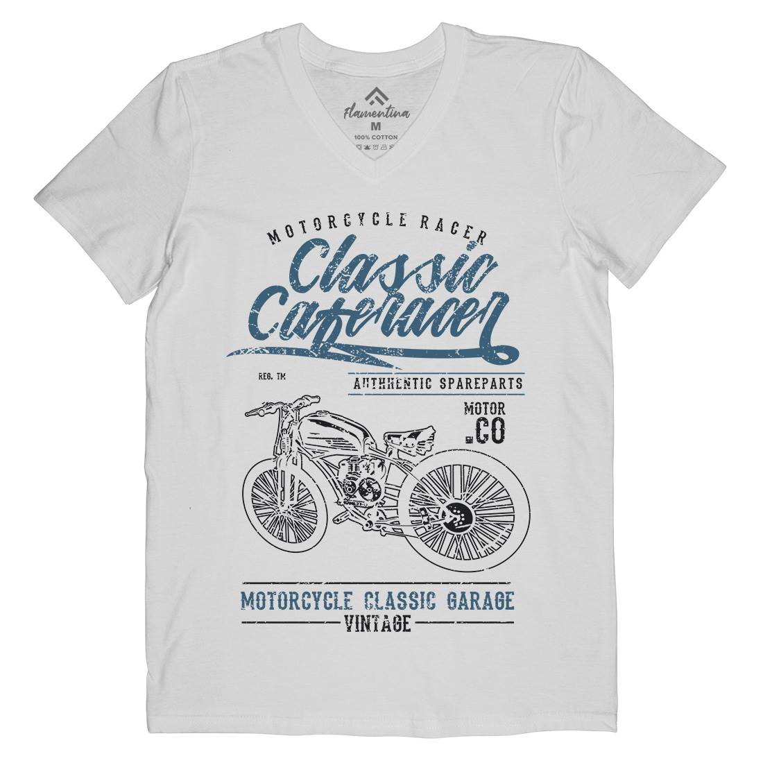 Classic Caferacer Mens Organic V-Neck T-Shirt Motorcycles A636