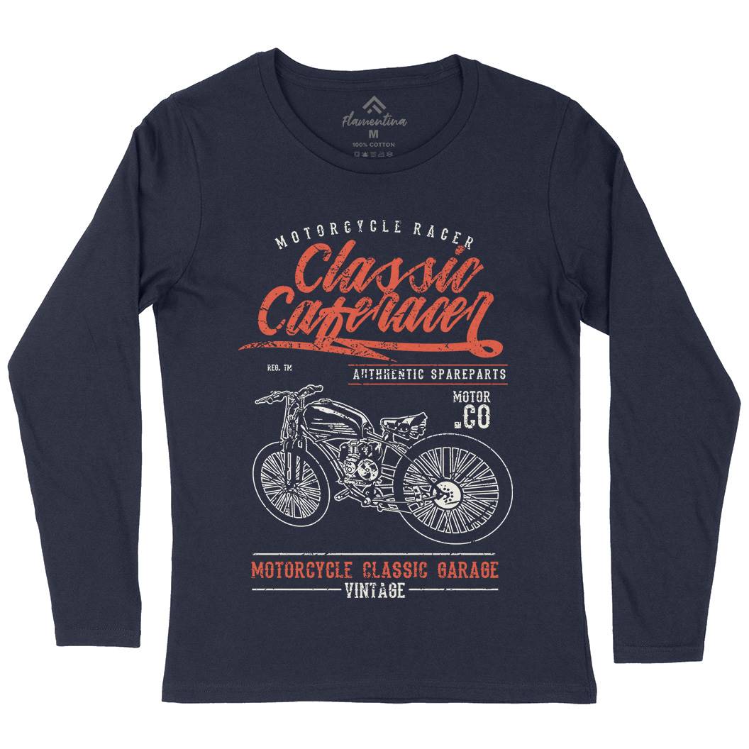 Classic Caferacer Womens Long Sleeve T-Shirt Motorcycles A636
