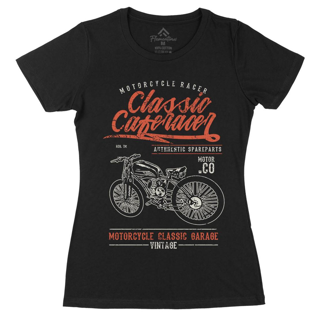 Classic Caferacer Womens Organic Crew Neck T-Shirt Motorcycles A636
