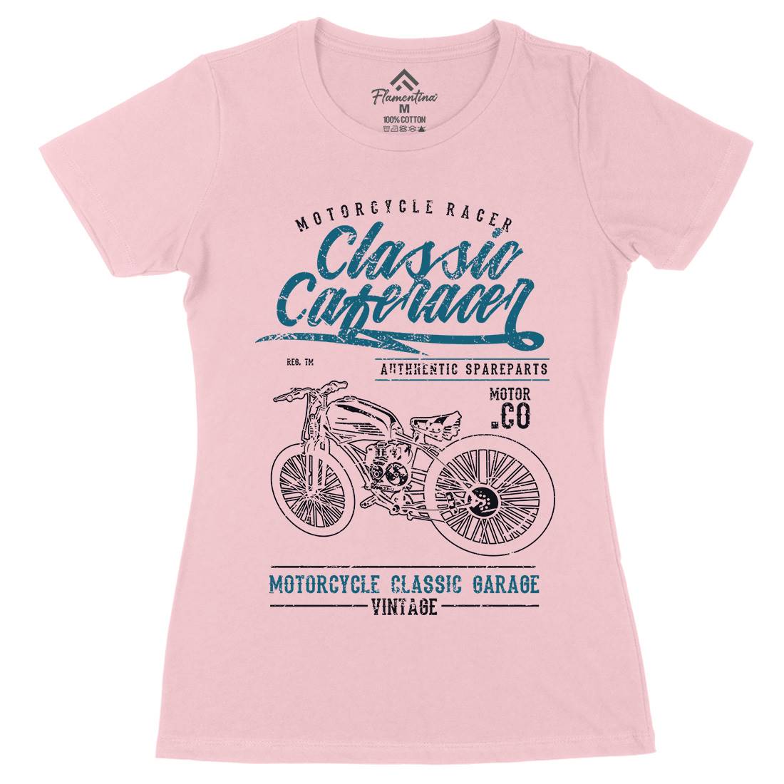 Classic Caferacer Womens Organic Crew Neck T-Shirt Motorcycles A636