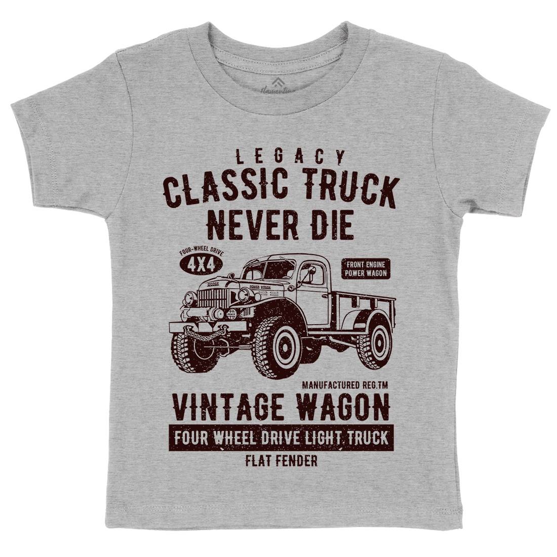 Classic Truck Kids Organic Crew Neck T-Shirt Vehicles A637