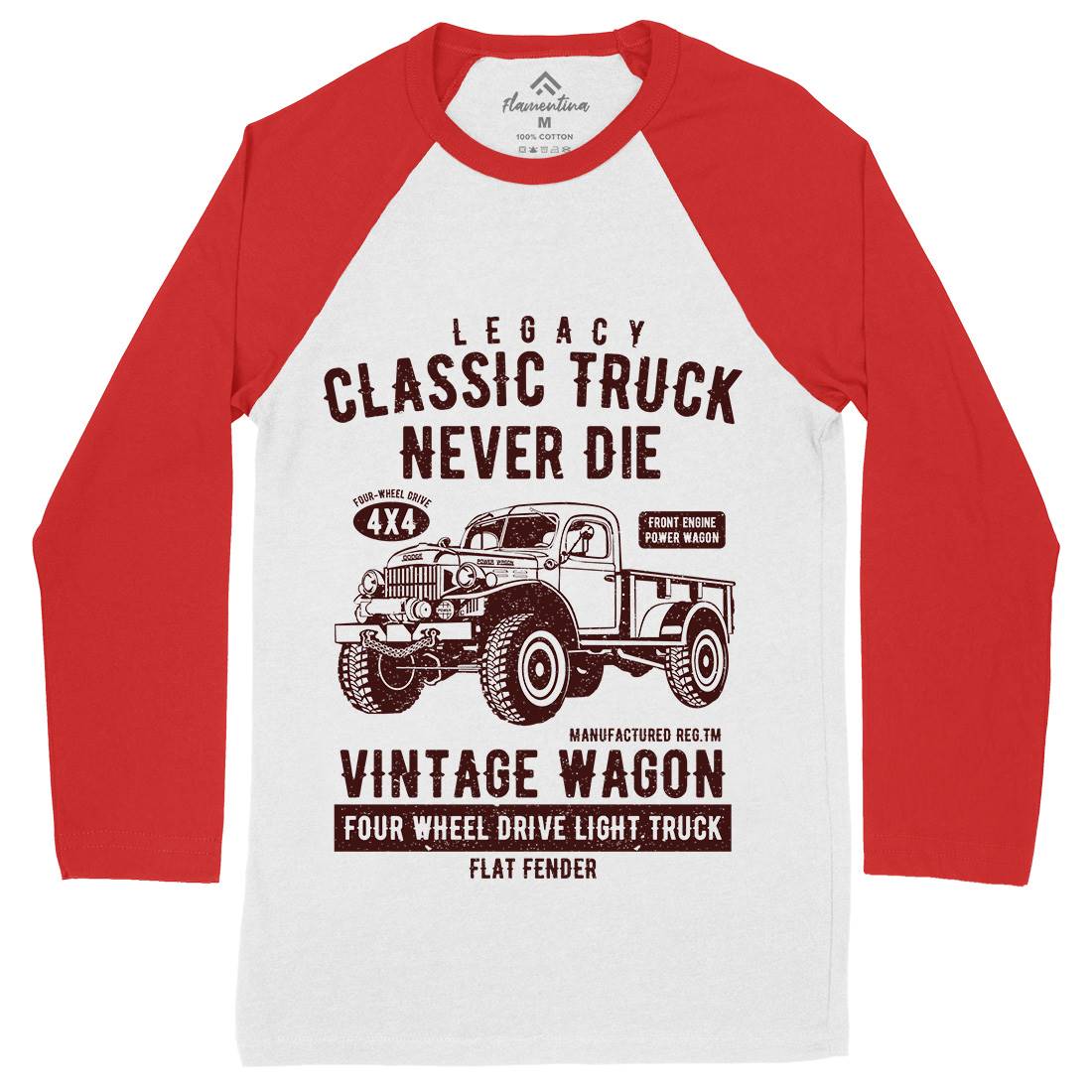 Classic Truck Mens Long Sleeve Baseball T-Shirt Vehicles A637