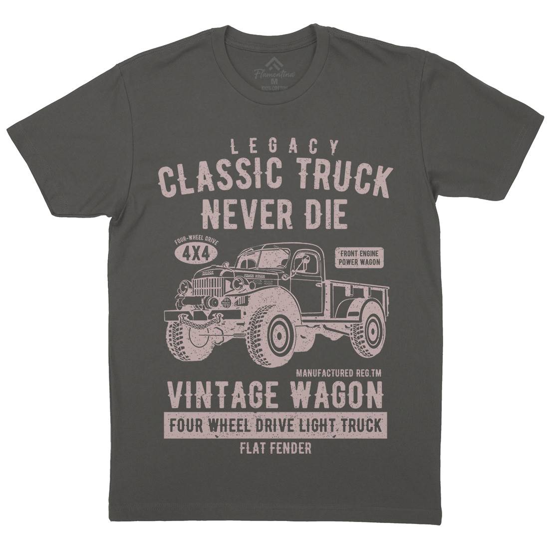 Classic Truck Mens Organic Crew Neck T-Shirt Vehicles A637