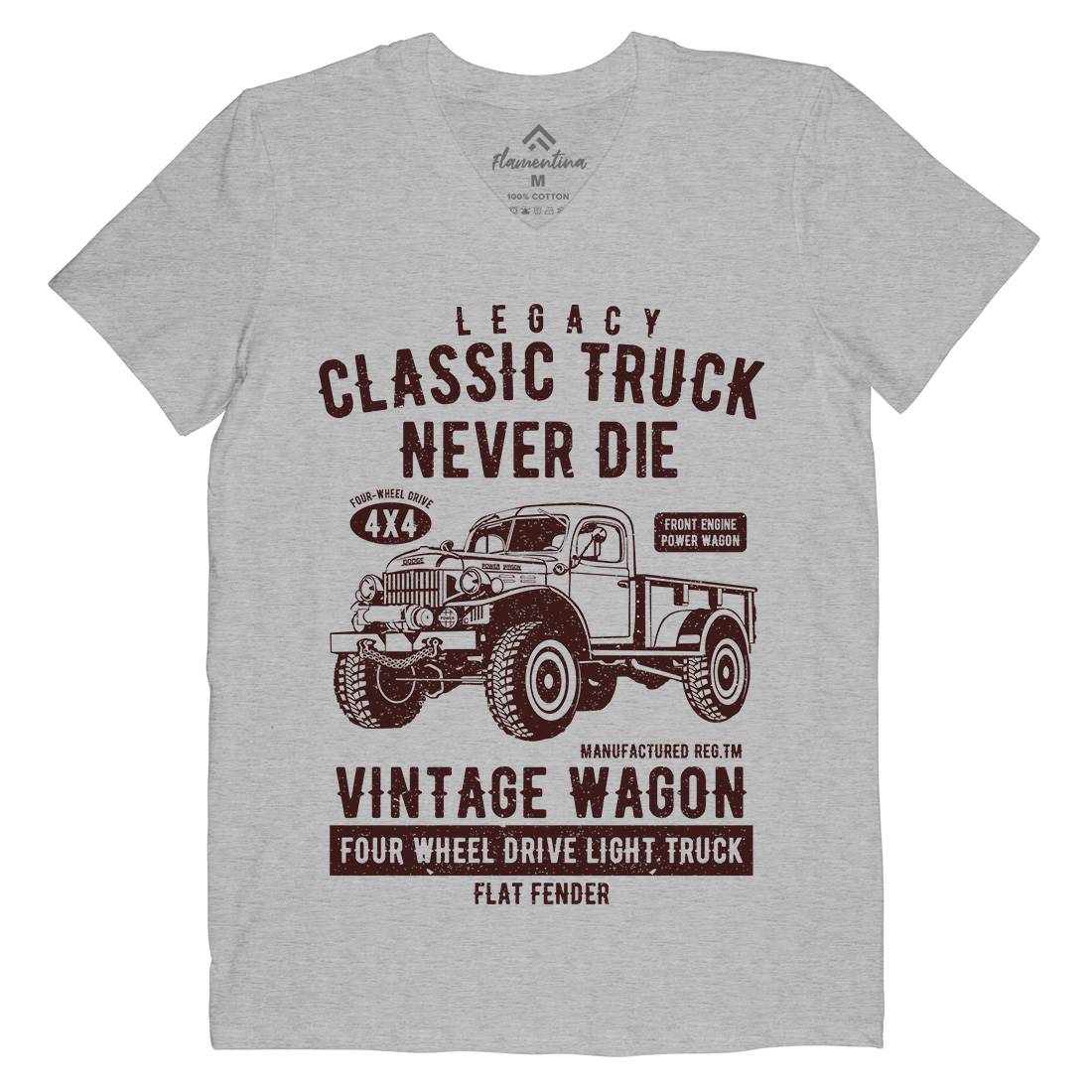 Classic Truck Mens Organic V-Neck T-Shirt Vehicles A637