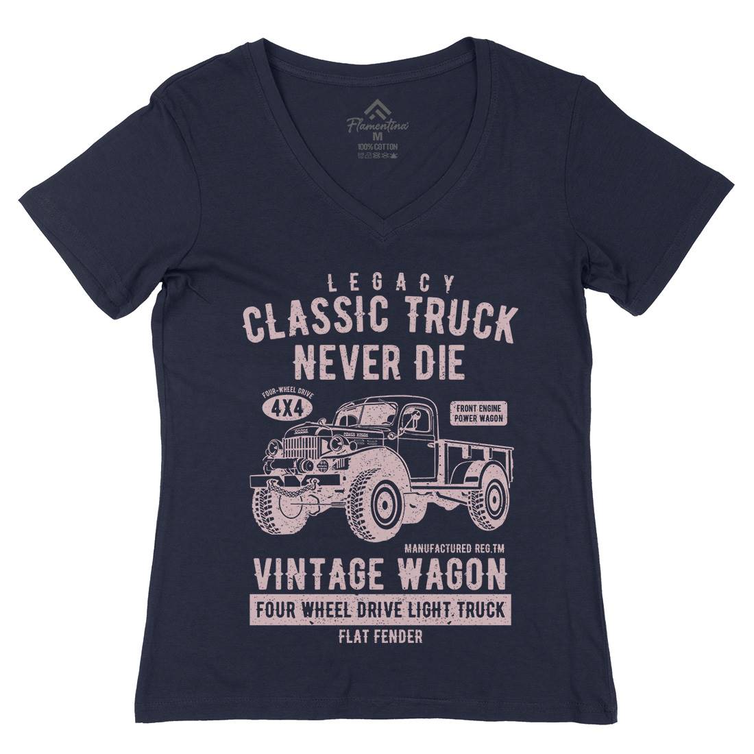 Classic Truck Womens Organic V-Neck T-Shirt Vehicles A637
