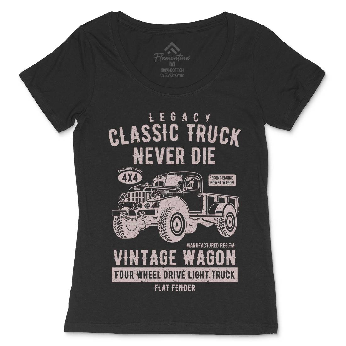 Classic Truck Womens Scoop Neck T-Shirt Vehicles A637