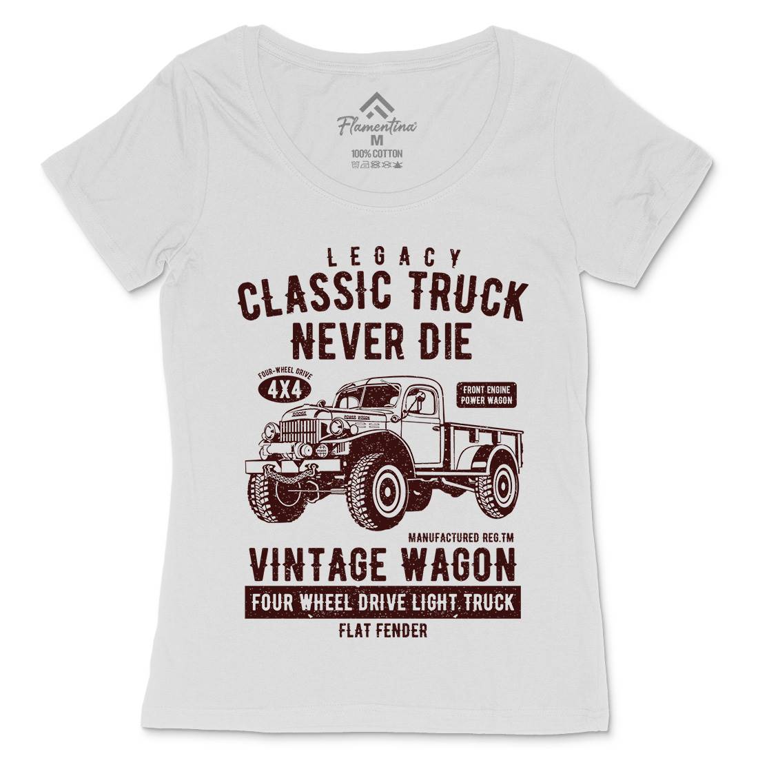Classic Truck Womens Scoop Neck T-Shirt Vehicles A637