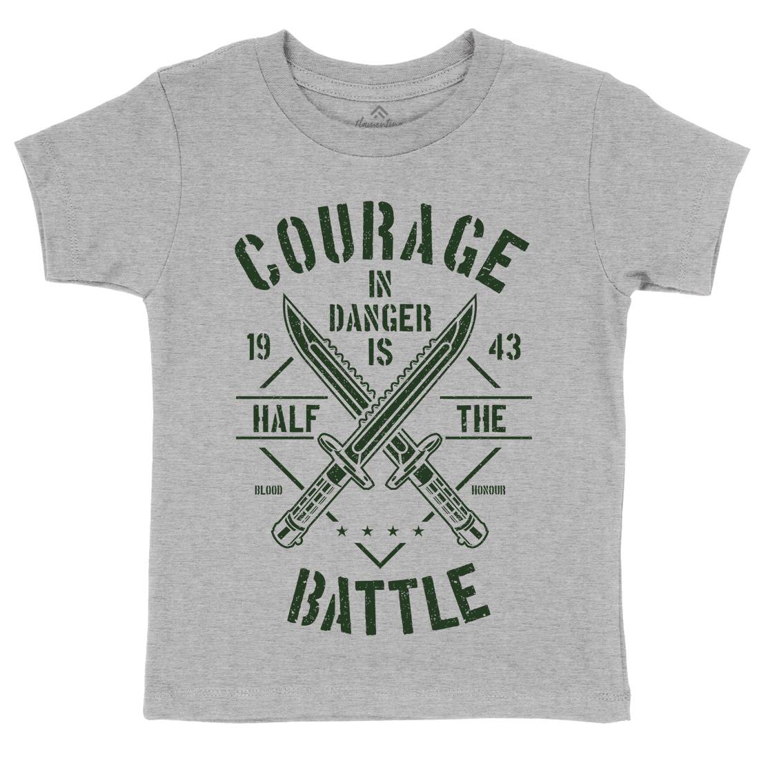 Courage In Danger Kids Crew Neck T-Shirt Army A639