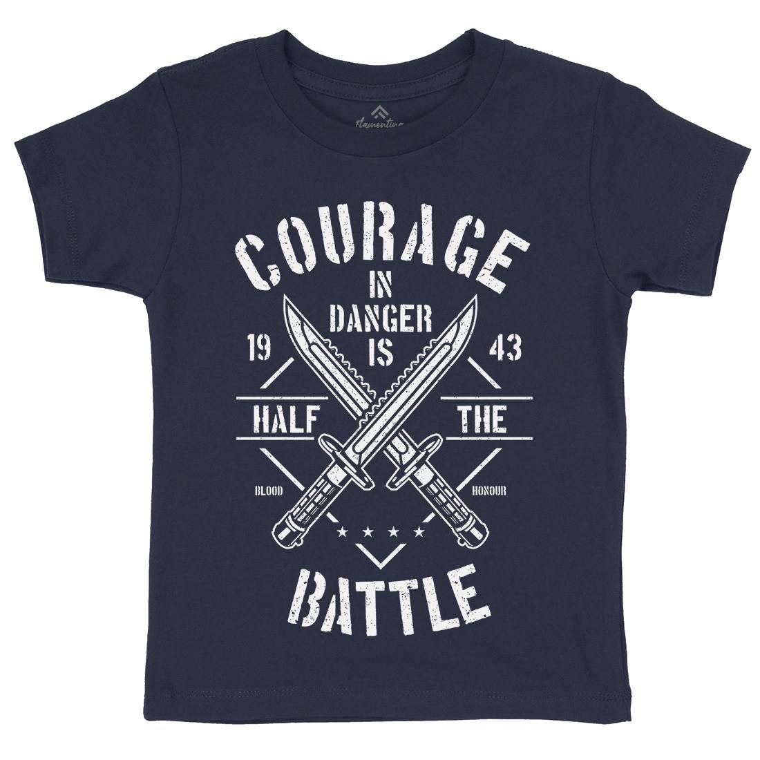 Courage In Danger Kids Crew Neck T-Shirt Army A639