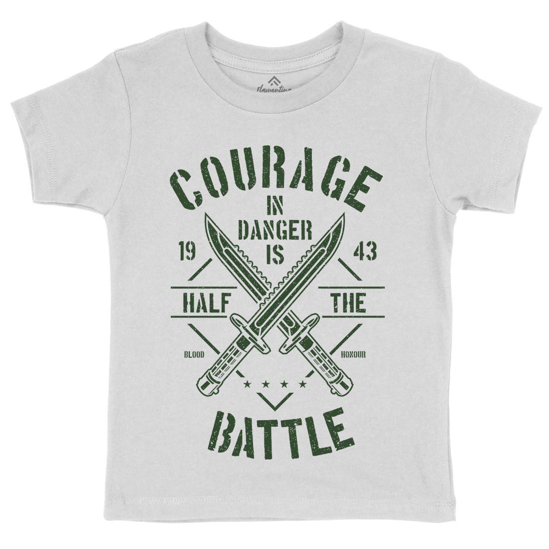 Courage In Danger Kids Organic Crew Neck T-Shirt Army A639