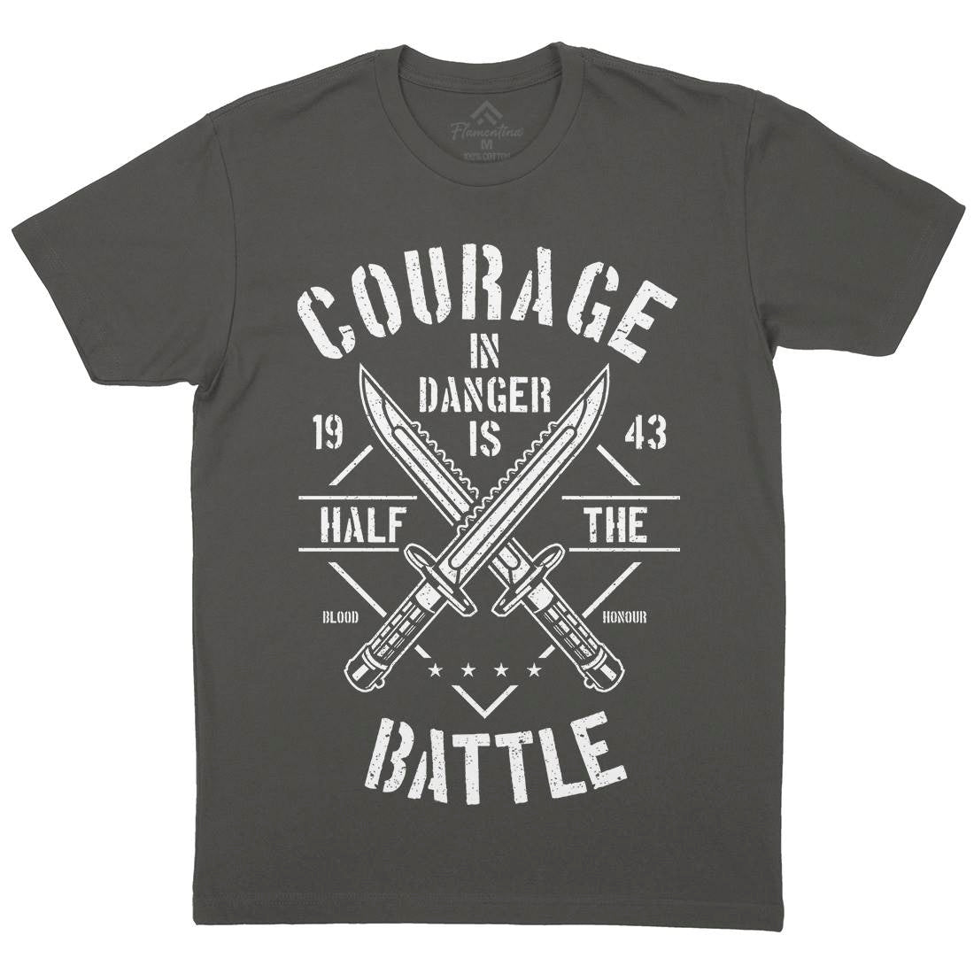 Courage In Danger Mens Crew Neck T-Shirt Army A639