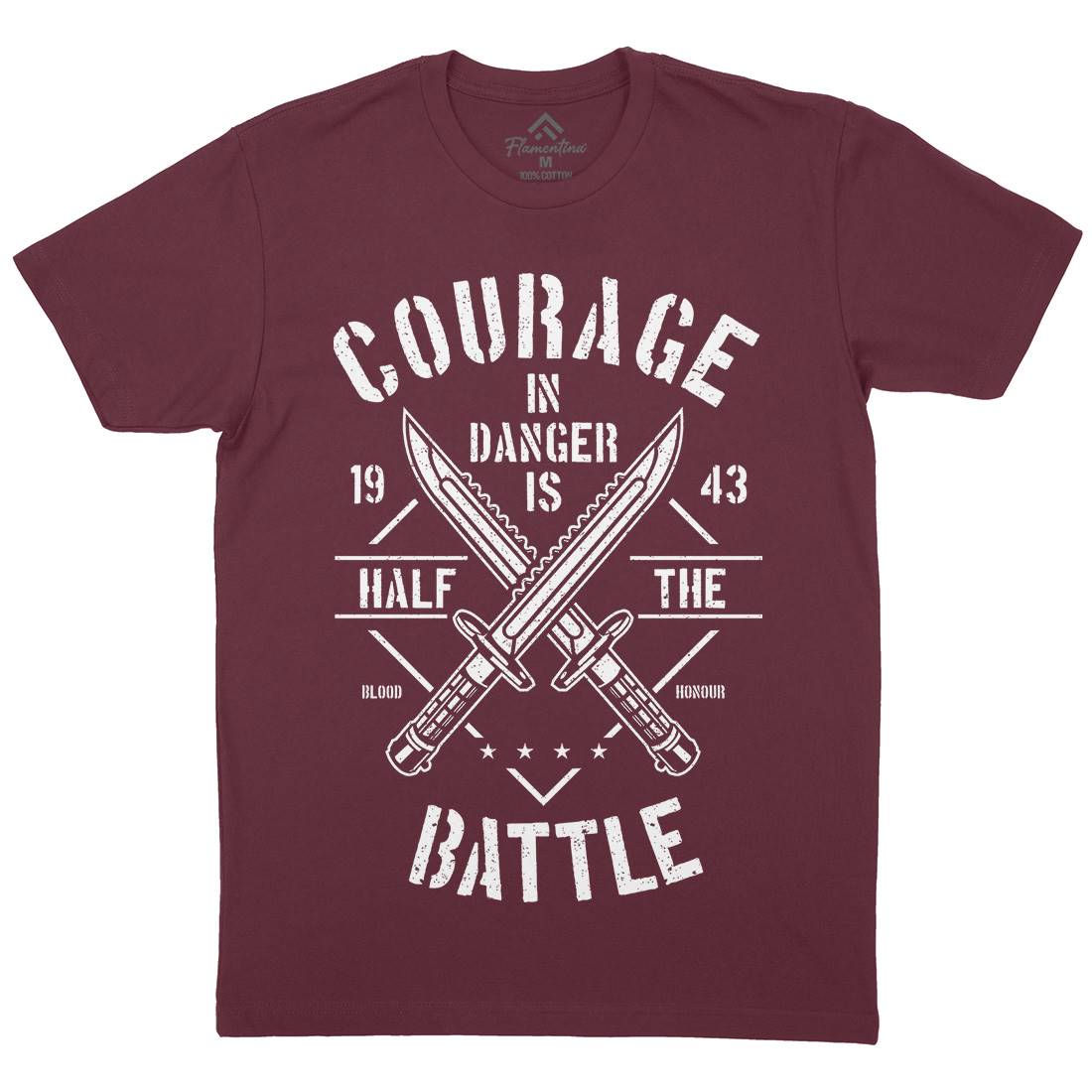 Courage In Danger Mens Organic Crew Neck T-Shirt Army A639