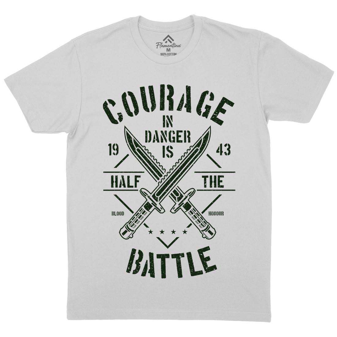 Courage In Danger Mens Crew Neck T-Shirt Army A639