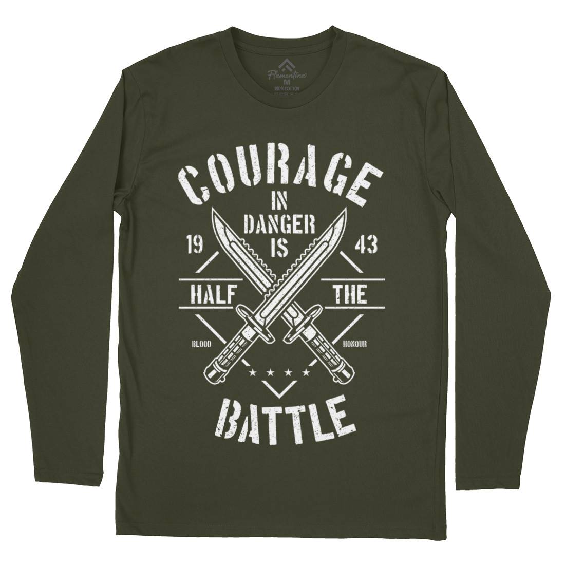 Courage In Danger Mens Long Sleeve T-Shirt Army A639