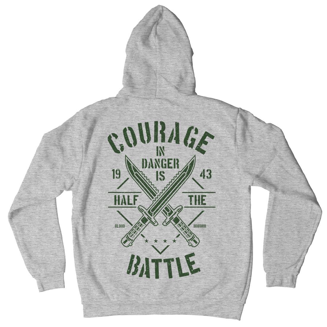 Courage In Danger Mens Hoodie With Pocket Army A639
