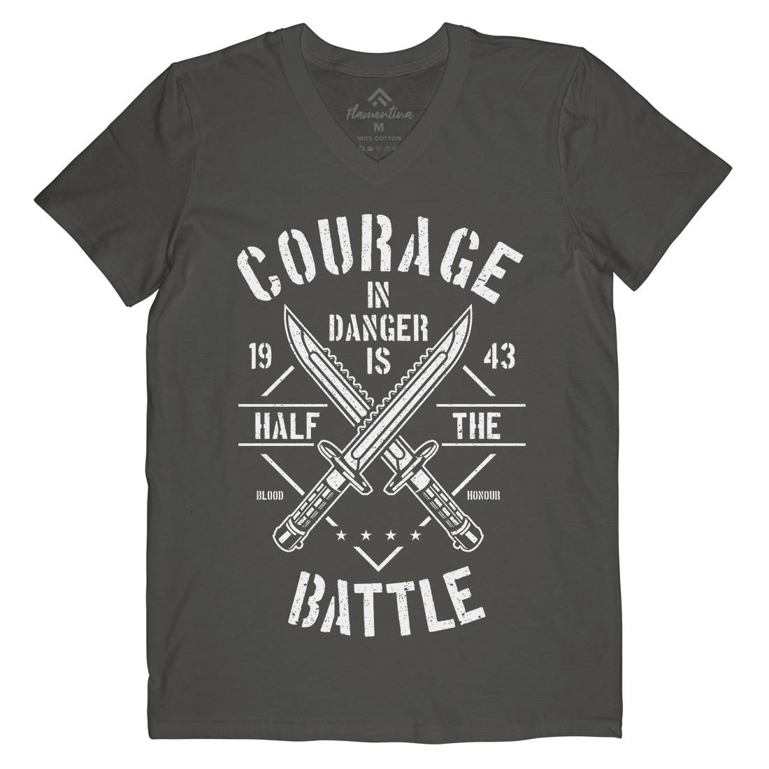 Courage In Danger Mens V-Neck T-Shirt Army A639