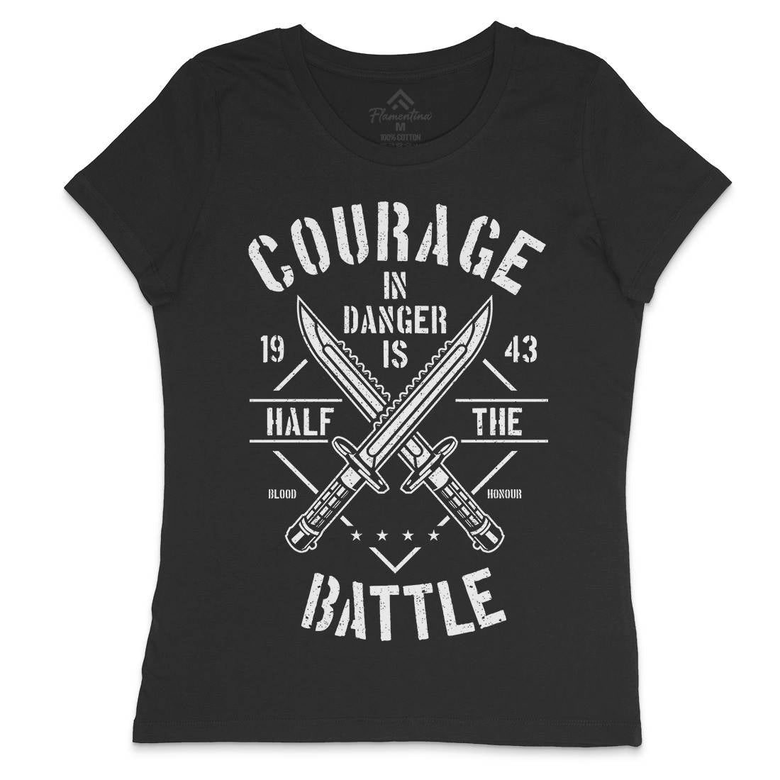 Courage In Danger Womens Crew Neck T-Shirt Army A639
