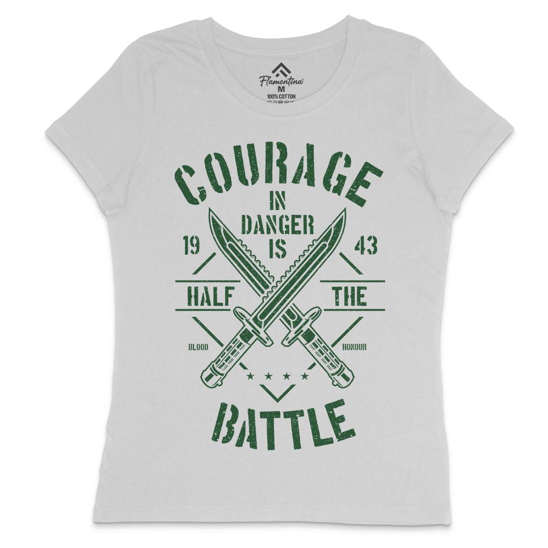 Courage In Danger Womens Crew Neck T-Shirt Army A639