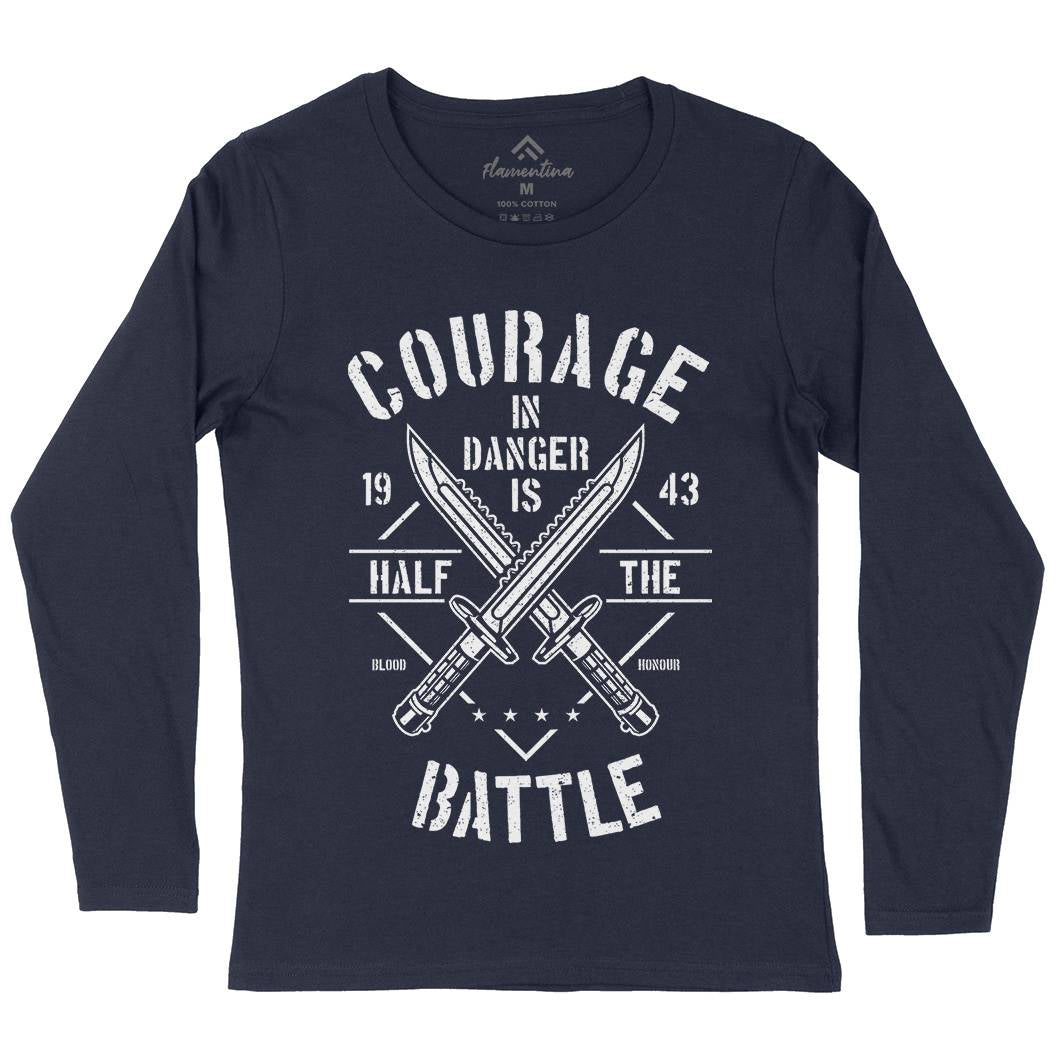 Courage In Danger Womens Long Sleeve T-Shirt Army A639