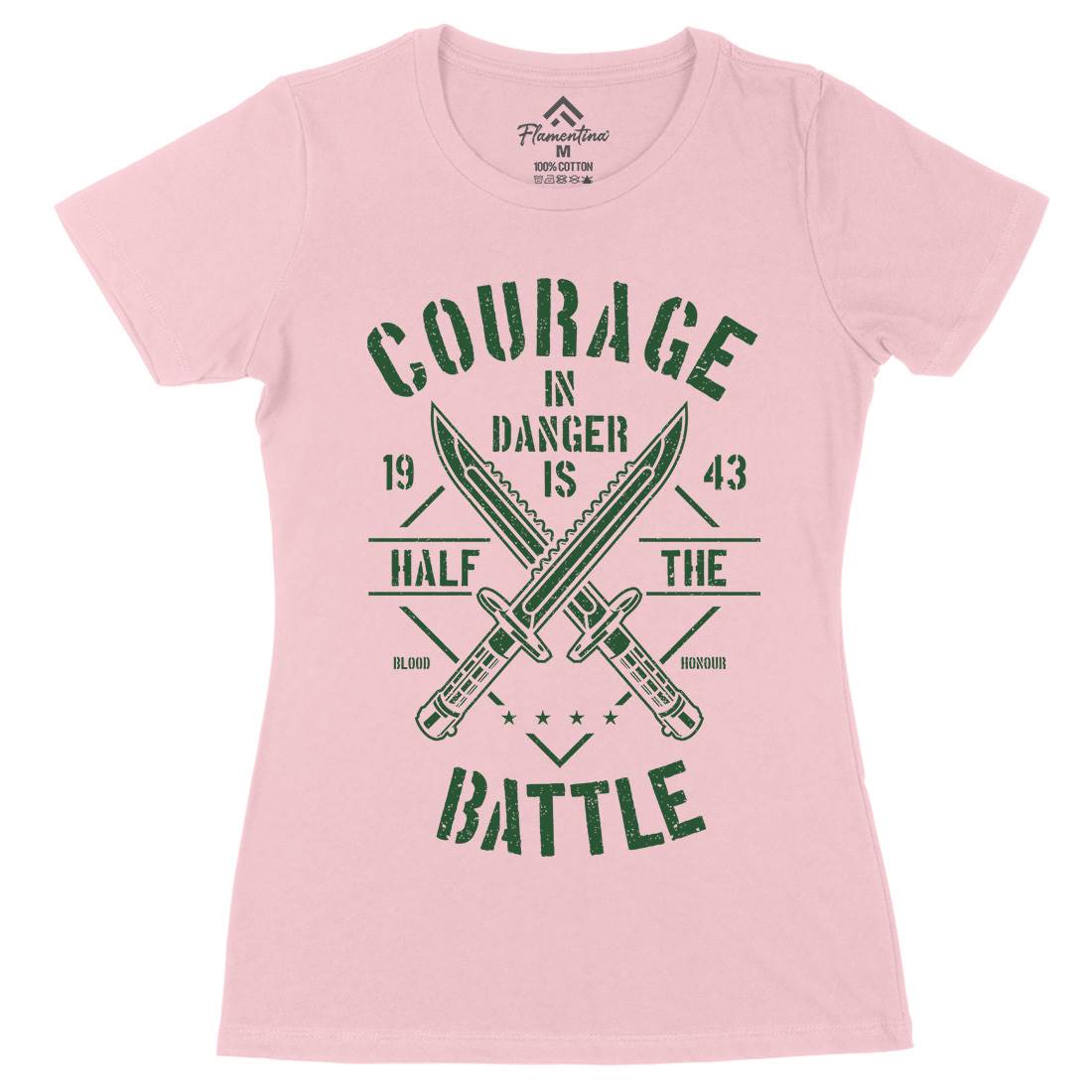 Courage In Danger Womens Organic Crew Neck T-Shirt Army A639