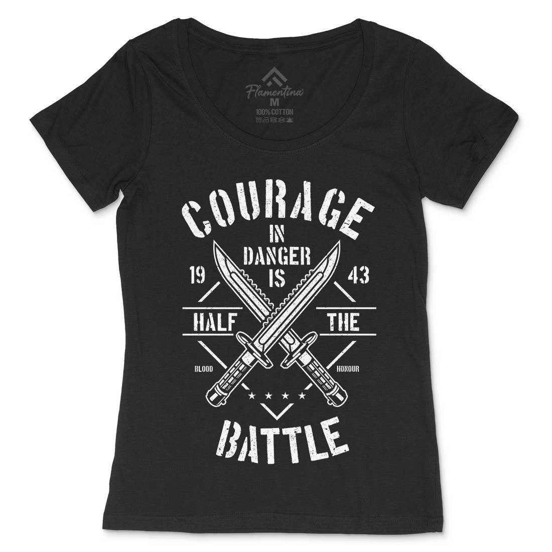 Courage In Danger Womens Scoop Neck T-Shirt Army A639
