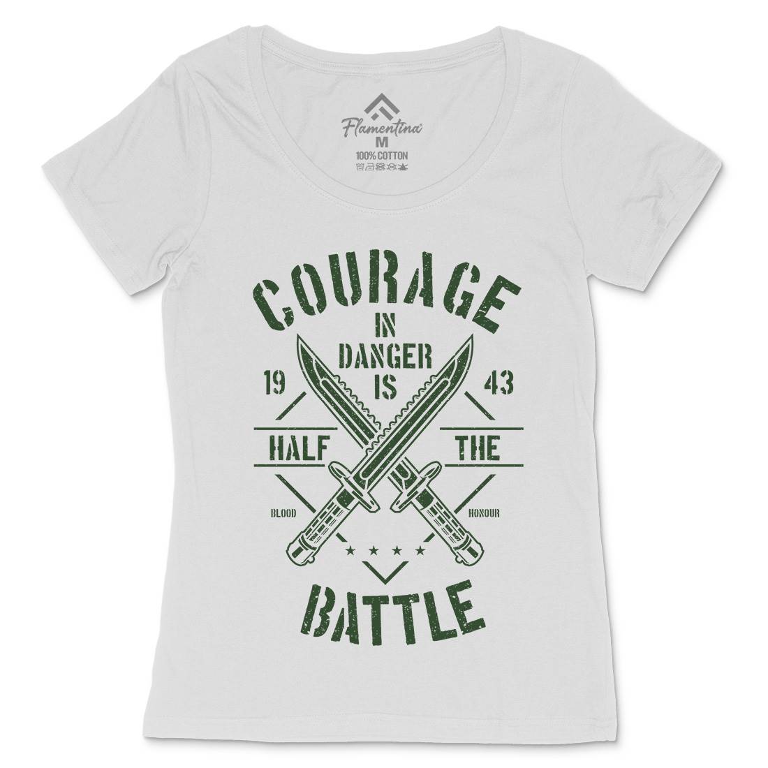 Courage In Danger Womens Scoop Neck T-Shirt Army A639