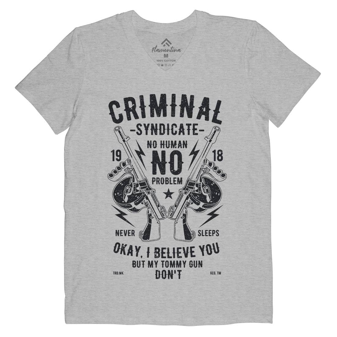 Criminal Syndicate Mens Organic V-Neck T-Shirt Quotes A641