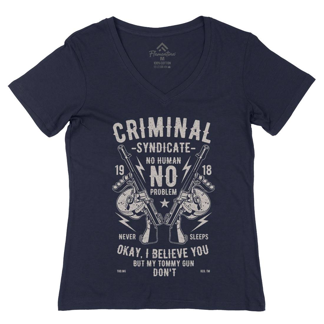 Criminal Syndicate Womens Organic V-Neck T-Shirt Quotes A641