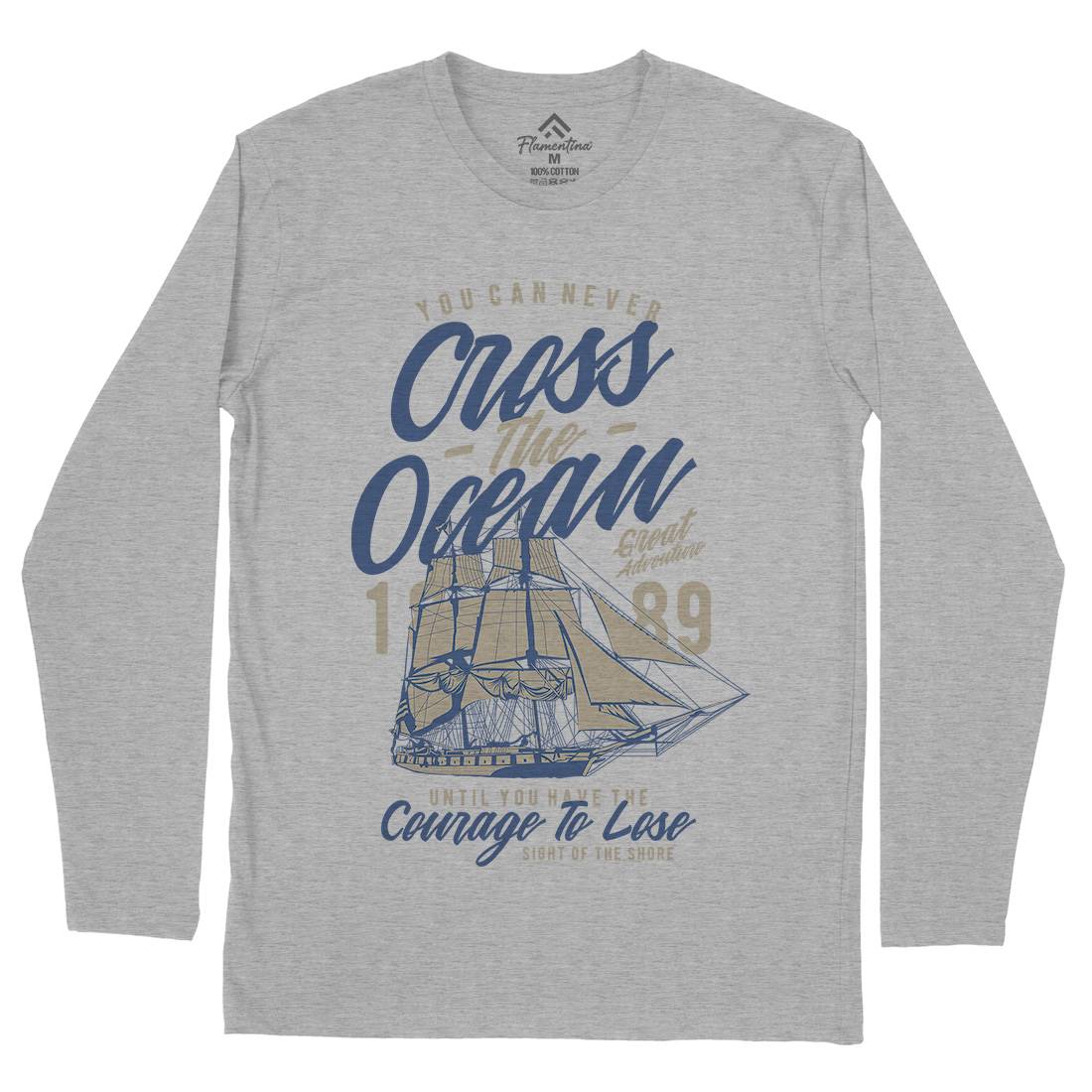 Cross The Ocean Mens Long Sleeve T-Shirt Navy A642