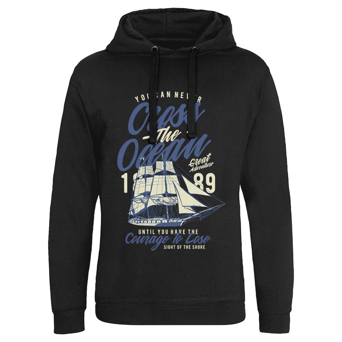 Cross The Ocean Mens Hoodie Without Pocket Navy A642