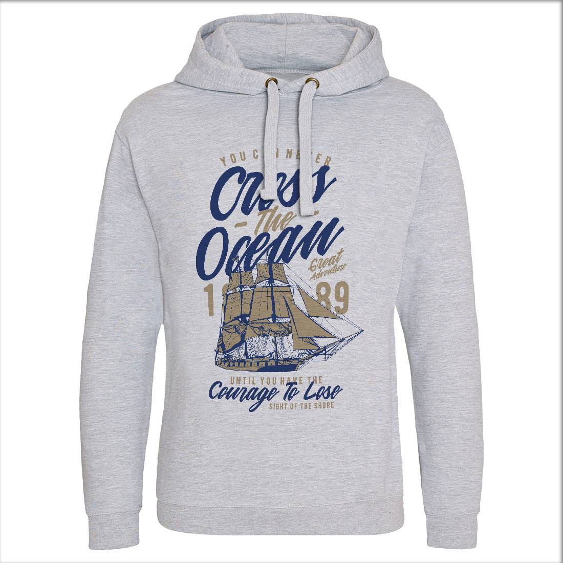 Cross The Ocean Mens Hoodie Without Pocket Navy A642