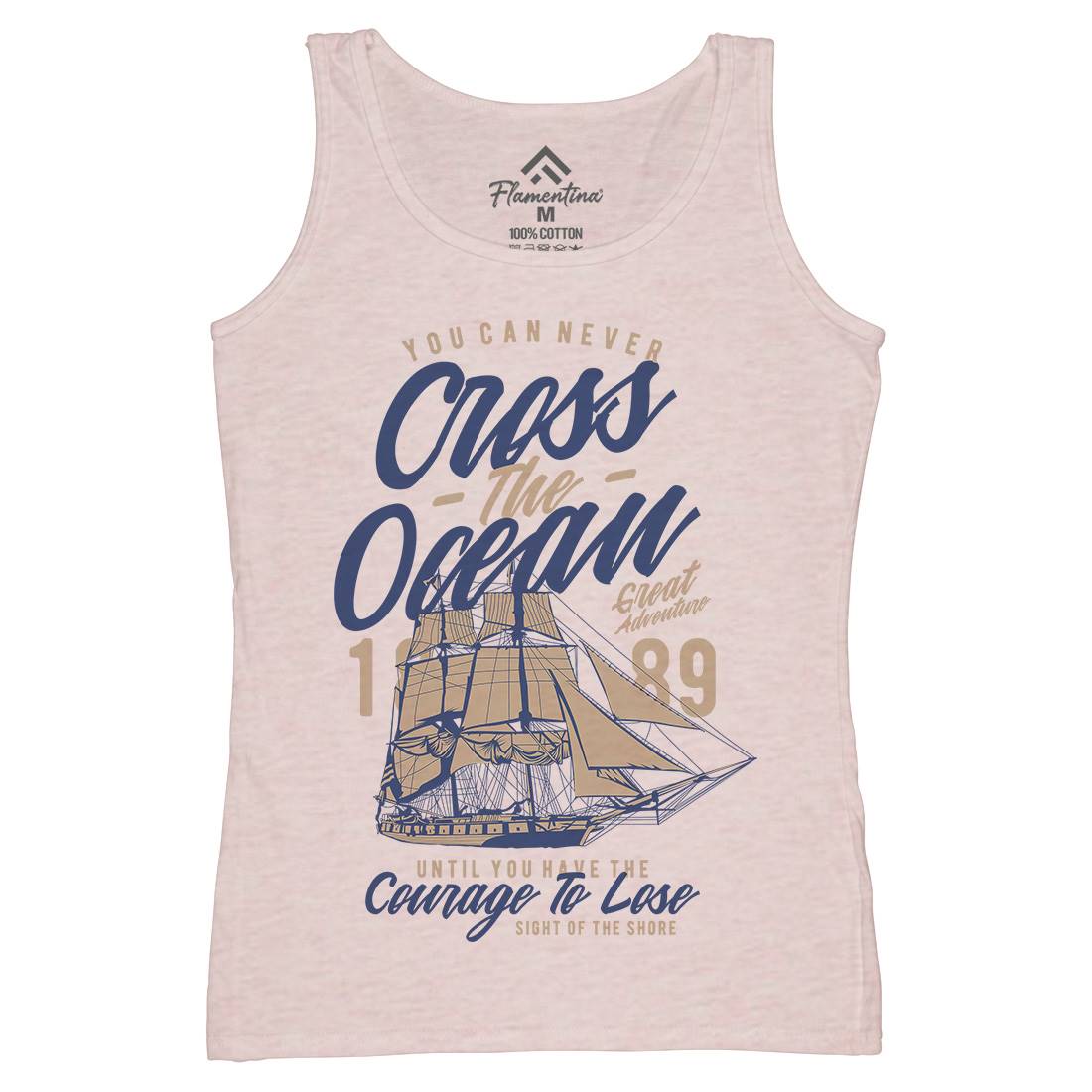 Cross The Ocean Womens Organic Tank Top Vest Navy A642