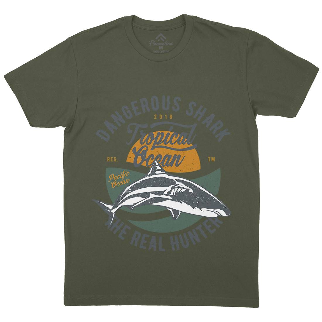 Dangerous Shark Mens Crew Neck T-Shirt Navy A643