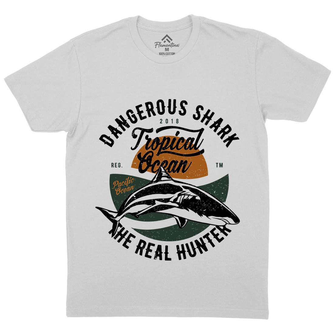 Dangerous Shark Mens Crew Neck T-Shirt Navy A643