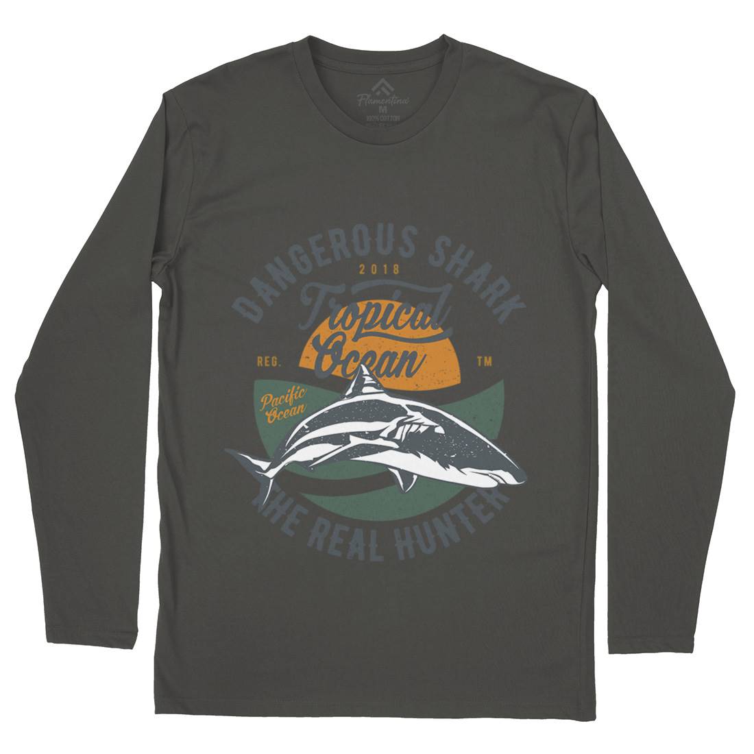 Dangerous Shark Mens Long Sleeve T-Shirt Navy A643