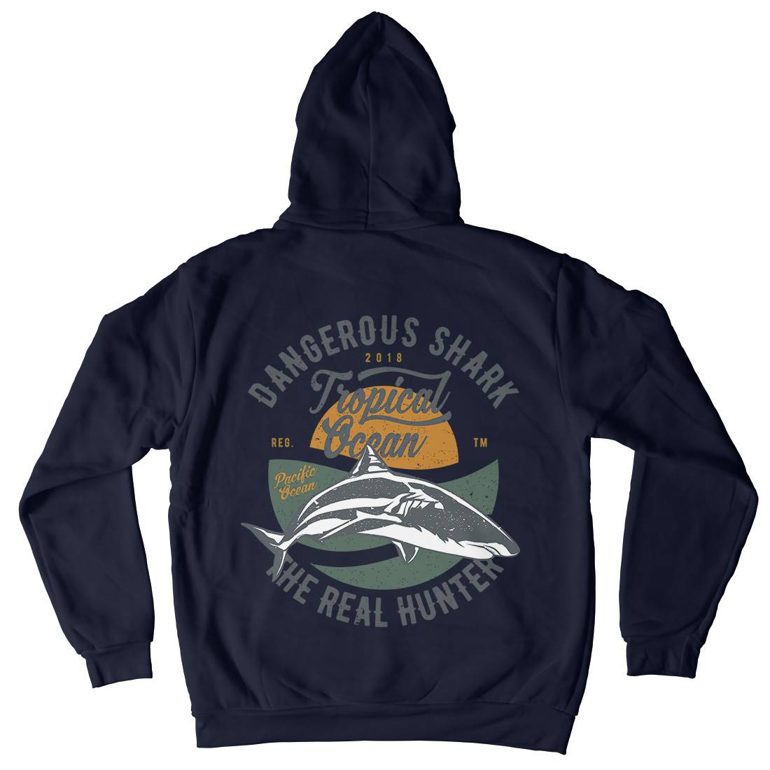 Dangerous Shark Mens Hoodie With Pocket Navy A643