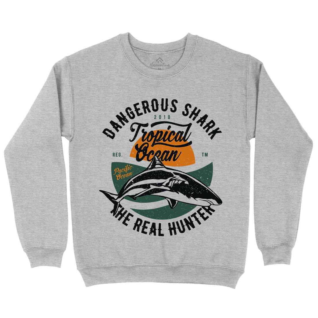 Dangerous Shark Mens Crew Neck Sweatshirt Navy A643