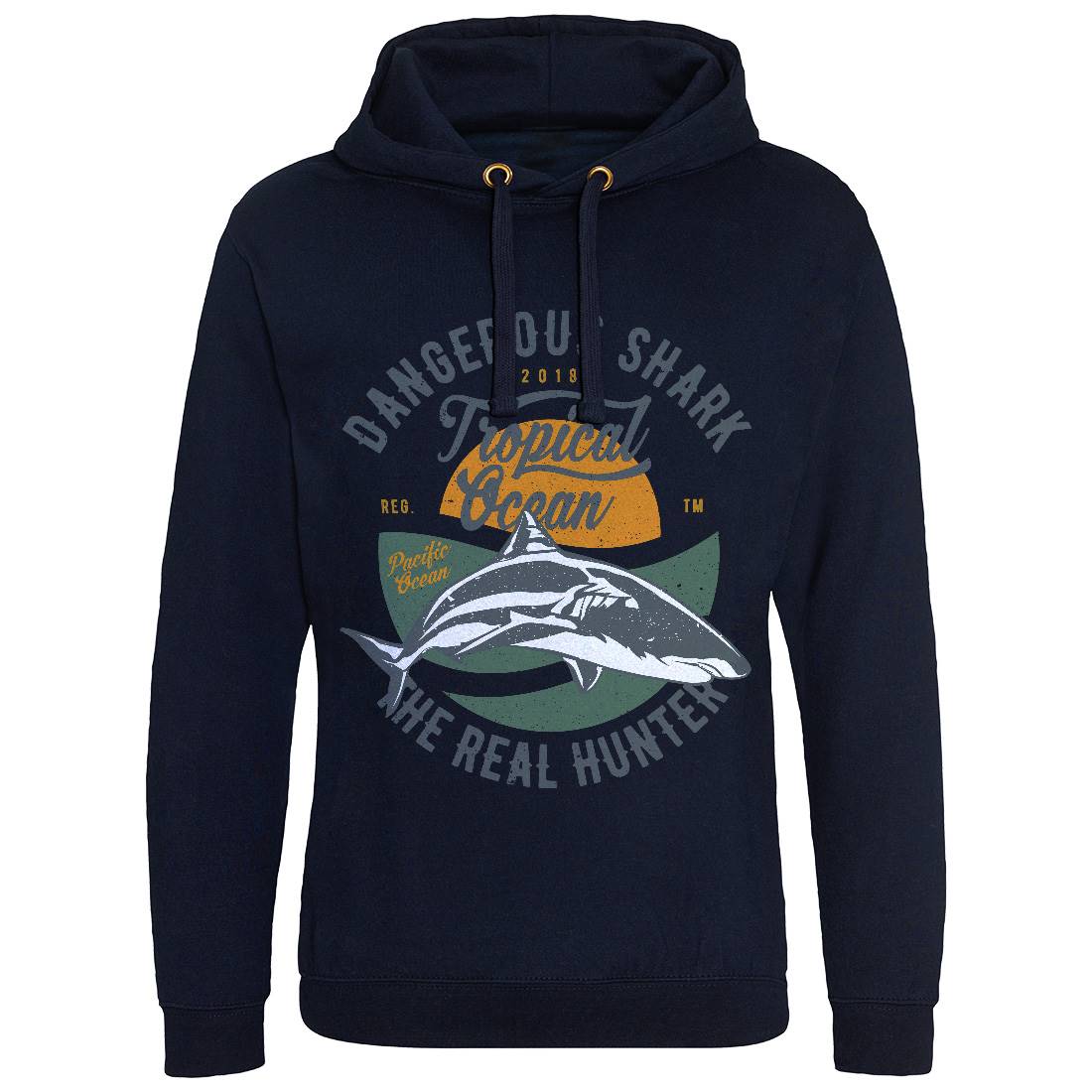 Dangerous Shark Mens Hoodie Without Pocket Navy A643